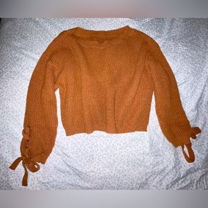 Coffee brown drop shoulder crop sweater
